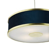 Alvaro 3 Light Pendant Brushed Brass/Blue Shade close view picture from the bottom