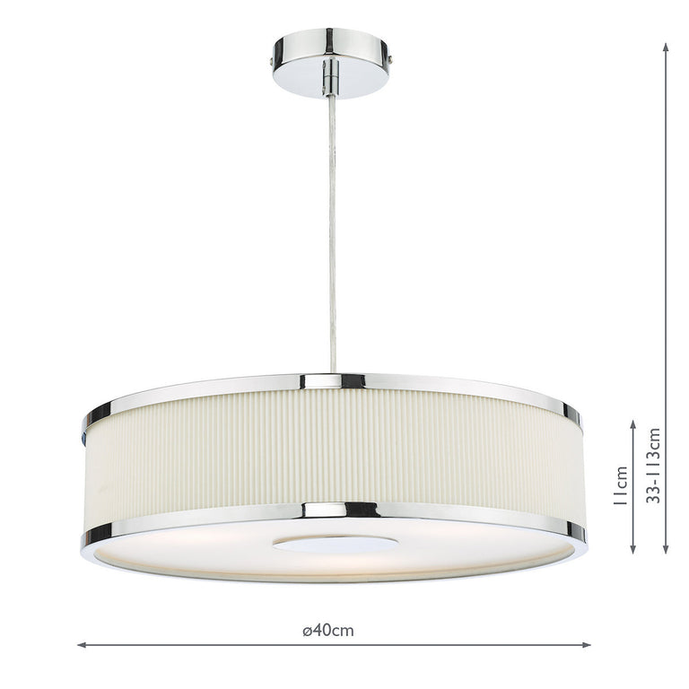 Alvaro 3 Light Pendant Polished Chrome/Ivory Shade - Lighting Collection
