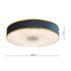 Alvaro 6 Light Flush Brass/Blue Shade picture with dimensions