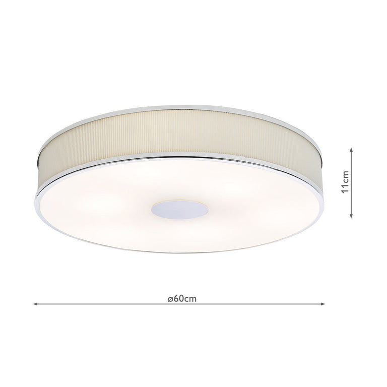 Alvaro 6 Light Flush Chrome/Ivory Shade - Ceiling Flush Fitting