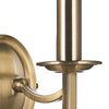 Ambassador 2 Light Wall Light Antique Brass close view picture of the armed frame