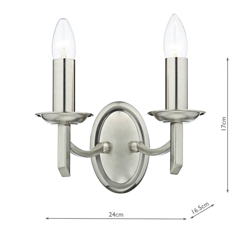 Ambassador 2 Light Wall Light Satin Chrome - Chrome Lighting Collection