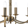 Ambassador 8 Light Armed Pendant Antique Brass close view picture of the armed frame