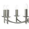 Ambassador 8 Light Armed Pendant Satin Chrome close view picture of the bulbs fitting