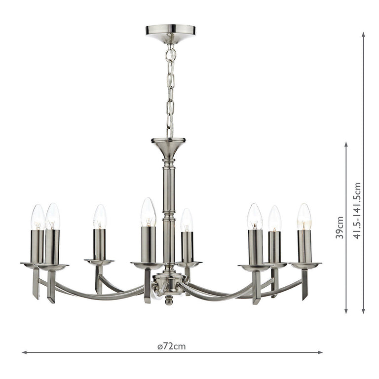 Ambassador 8 Light Armed Pendant Satin Chrome - Lighting Collection
