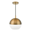 Andre Pendant Aged Brass Opal Glass picture with switched off light