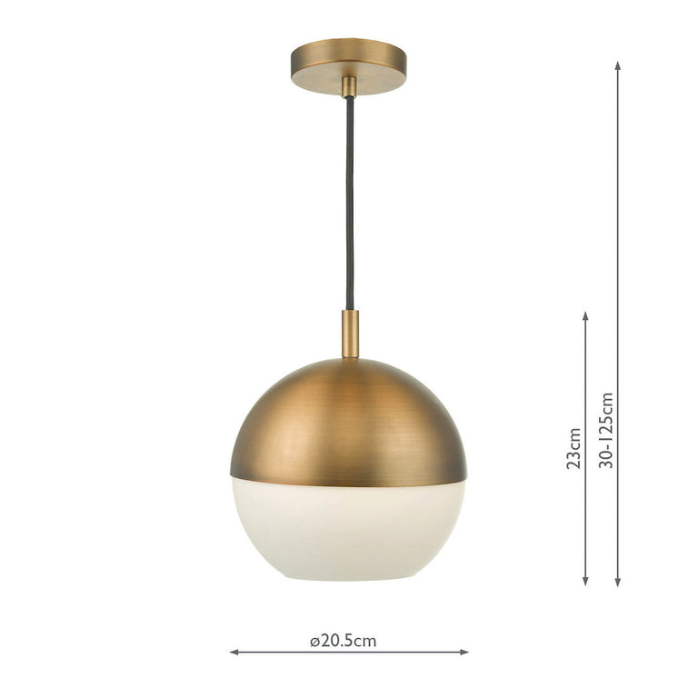 Andre Pendant Aged Brass Opal Glass - Ceiling Hanging Light