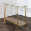 Andrea Console Table 120cm metal frame and glass top and wooden lower shelf