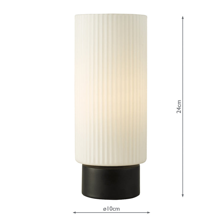 Aneska Table Lamp Matt Black & Opal Glass – Modern Touch Lighting
