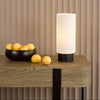 Aneska Table Lamp Matt Black and Opal Glass life style picture