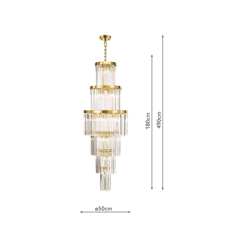 Angel 28 Light Chandelier Crystal and Antique Gold - Elegance Pendant Light