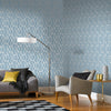 Beautiful wallpaper for walls featuring a stylish blue and silver pattern.

