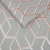 Elegant geometric wallpaper with a modern grey and rose gold aesthetic.
