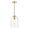 Archie Pendant Satin Bronze picture with switched on light