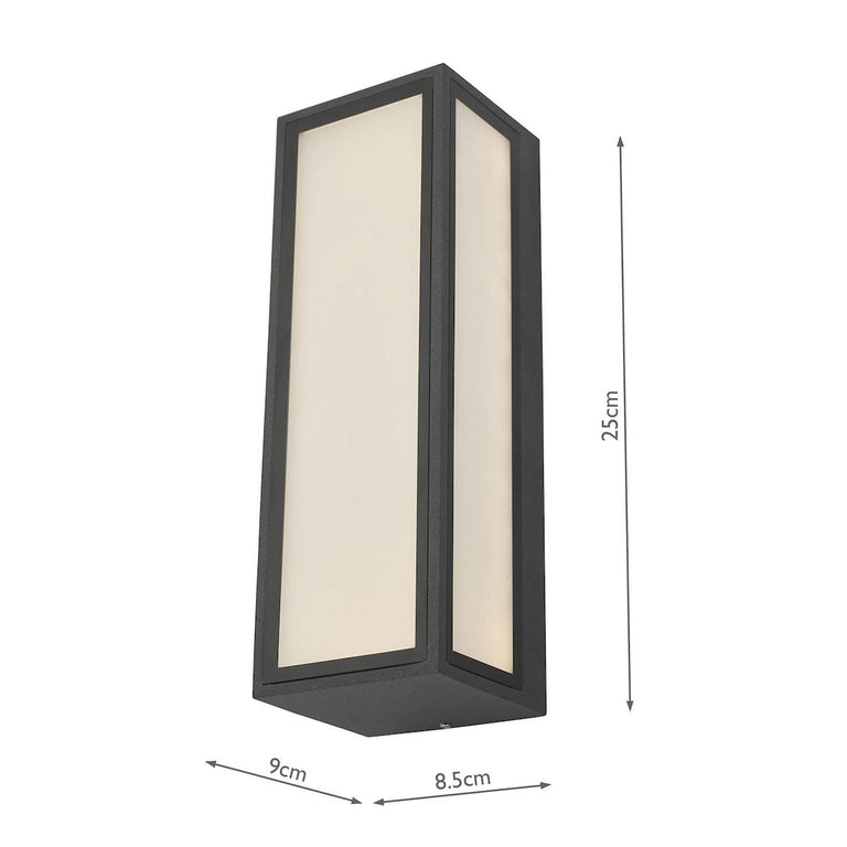 Arham Outdoor Wall Light Matt Grey Frosted Glass IP65 LED - Lighting