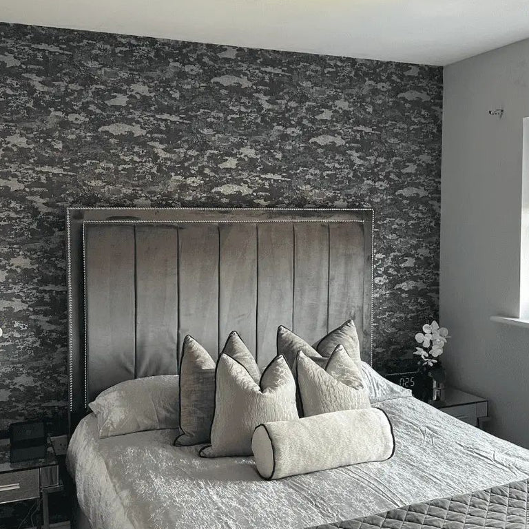 Arthouse Patina Charcoal & Silver Textured Vinyl Abstract Wallpaper