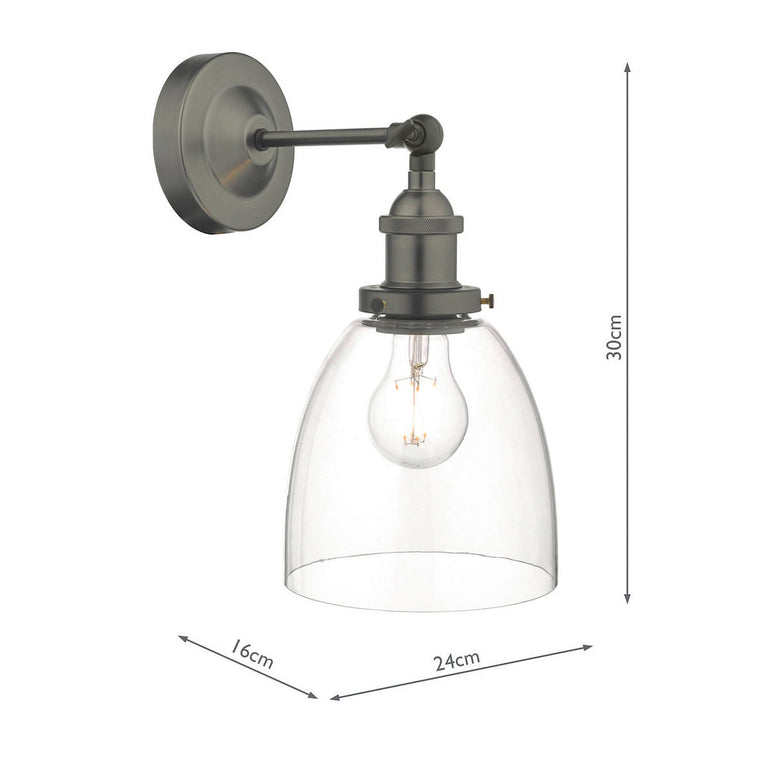 Arvin Industrial Wall Light Antique Chrome - Glass Shade Wall Lamp