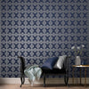 Stylish geometric pattern wallpaper with silver metallic detailing – Graham & Brown Asian Lattice Sky

