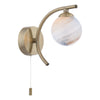 Atiya Wall Light Antique Brass With Planet Style Glass with the pull cord switch