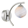 Atiya Wall Light Polished Chrome With Planet Style Glass close view picture of the lamp