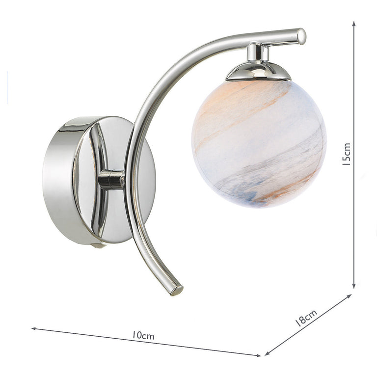Atiya Wall Light Polished Chrome - Glass Wall Lamp Collection