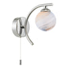  Atiya Wall Light Polished Chrome With Planet Style Glass with a pull cord switch
