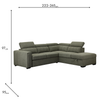 August Sectional Sofa Bed RHF Turtle - Fabric Corner Sofa Bed Collection