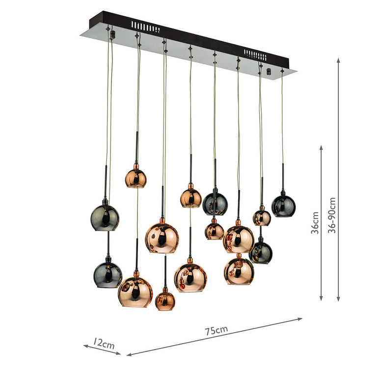 Aurelia 15lt Bar Pendant Black Chrome - Modern Lighting Collection