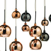 Aurelia 15lt Bar Pendant Black Chrome with colorful shades in a cooper, bronze, and smoked glass