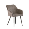 Elegant grey fabric dining chairs with curved backrest

