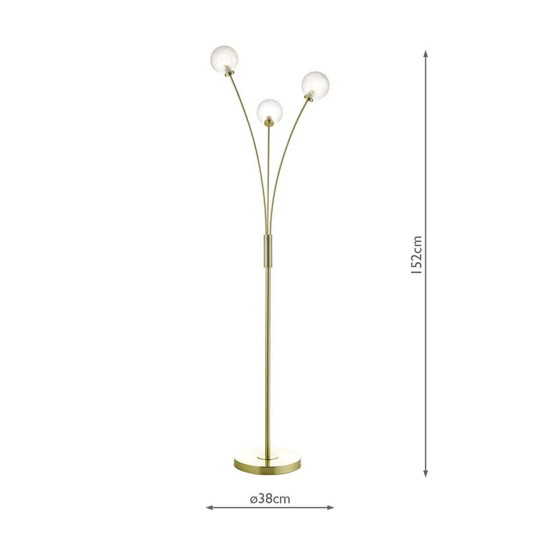 Avari 3 Light Floor Lamp Satin Brass - Floor Lamp Collection