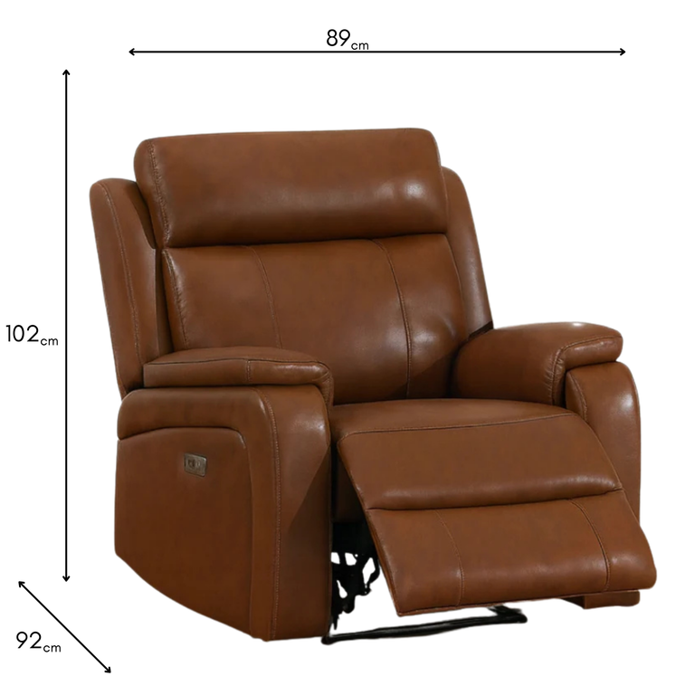 Banbury Reclining Chair Bison Saddle - Leather Electric Chair for Living Room