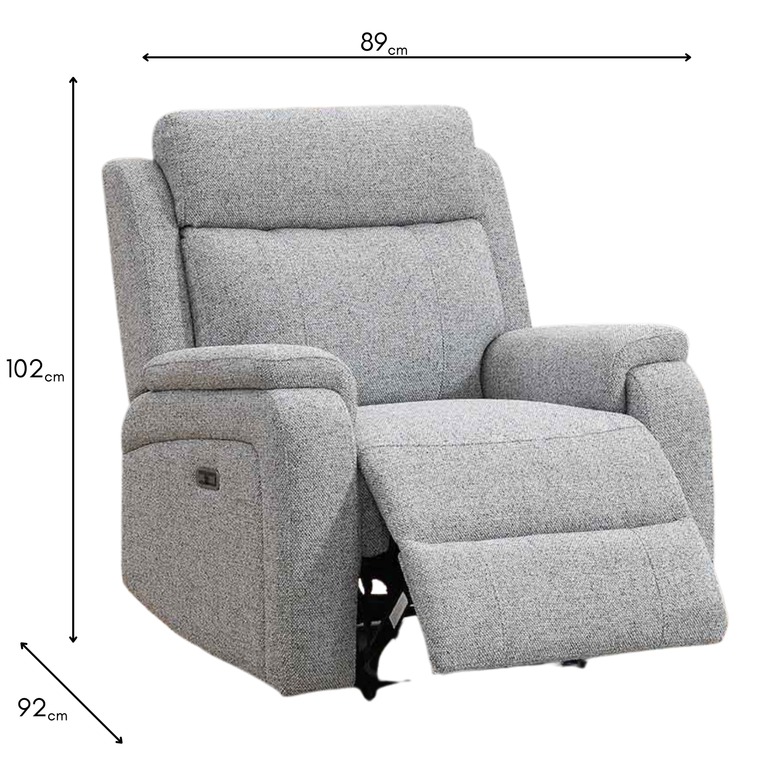 Banbury Recliner Chair Silver - Modern Electric Armchair
