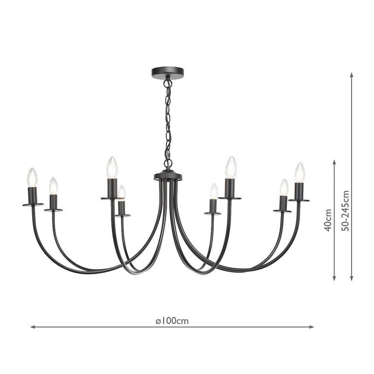Becca 8 Light Pendant Black - Luxury Home Lighting Collection