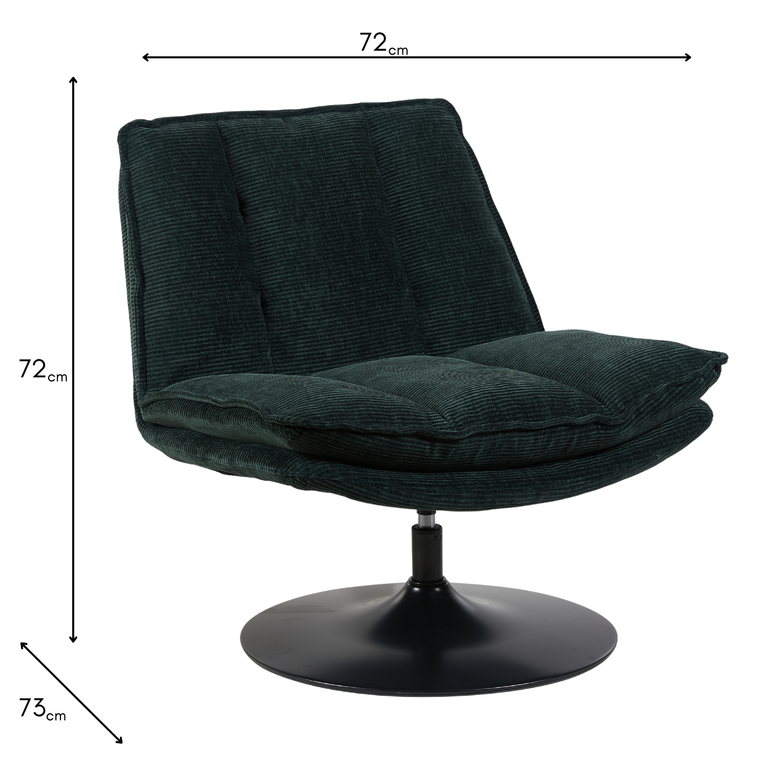 Bella Accent Chair Dark Green - Fabric Swivel Chair for Living Rooms