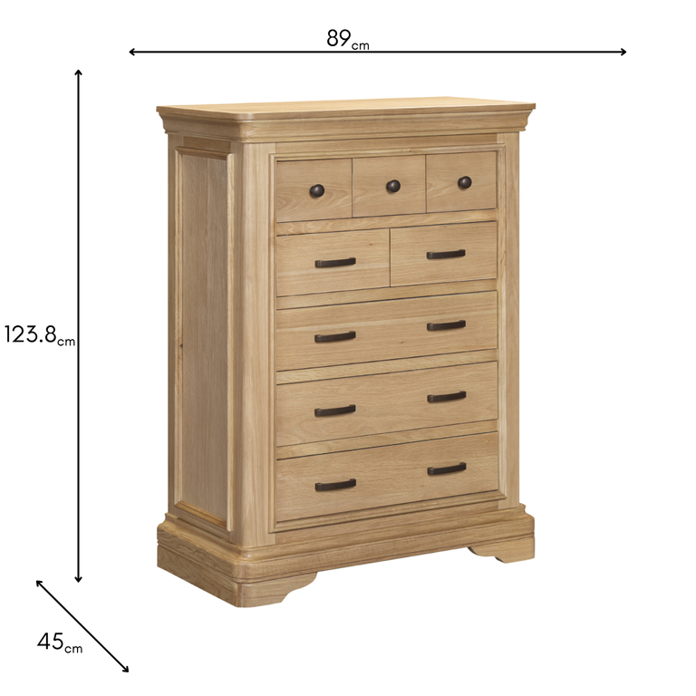 Bergen Chest of 8 Drawers - Tall 8 Drawer Dresser Bedroom Furniture
