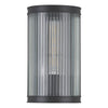 Bianka Wall Light Matt Black with clear ribbed glass shade