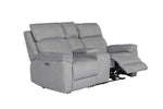 Blaine 2 Seater Sofa Recliner With Console Greige picture with reclined seat