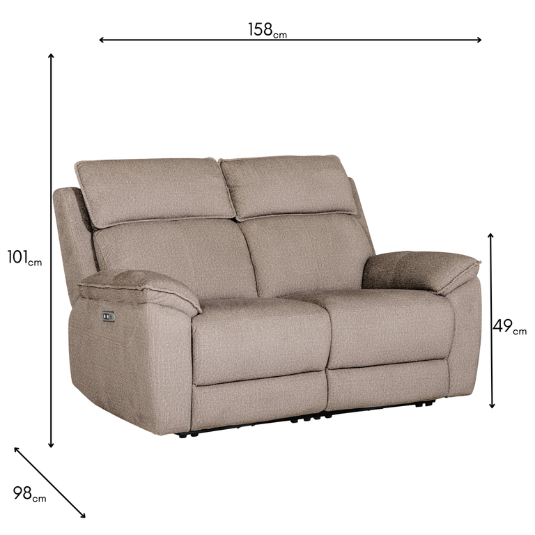 Blaine 2 Seater Sofa Electric Recliner Latte - Couch for Living Room