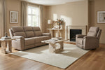 Blaine Electric Recliner Armchair Latte life style picture with 3 seater sofa