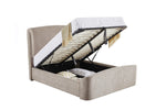 Blaire 5' Ottoman Bed Beige picture with lifted ottoman