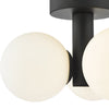 Blake Bathroom 3 Light Semi Flush Matt Black close view picture of the shades fitted to the frame
