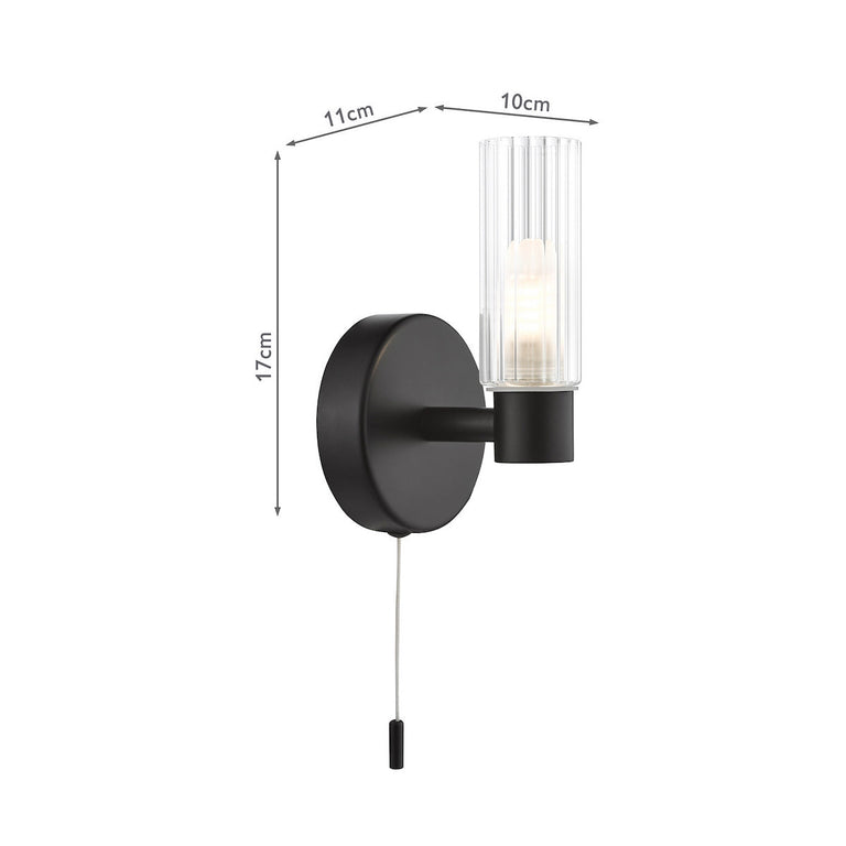 Bolton Bathroom Wall Light Matt Black IP44 - Bathroom Wall Fitting for Home Decor