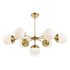 Bombazine 7 Light Pendant Natural Brass picture on the white background with switched on light