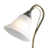 Boston Table Lamp Antique Brass close view picture of the flared opal glass shade