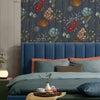 Belgravia Botanist Wood Panel Wallpaper Blue life style photo in the bedroom