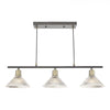 Boyd 3 Light Bar Antique Brass with a ribbed glass shades