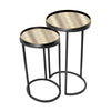 "Black and gold nest of tables with marble-effect resin tops"
