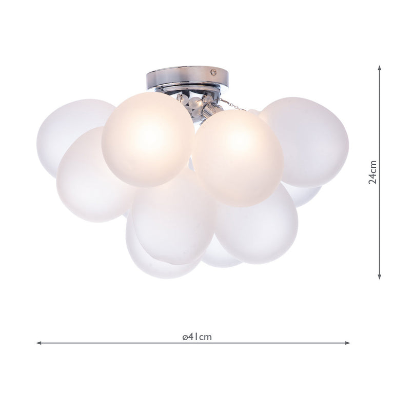Bubbles 4 Light Flush Polished Chrome Frosted Glass - Home Lighting