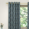 Burgley Navy Eyelet Curtains close view life style picture